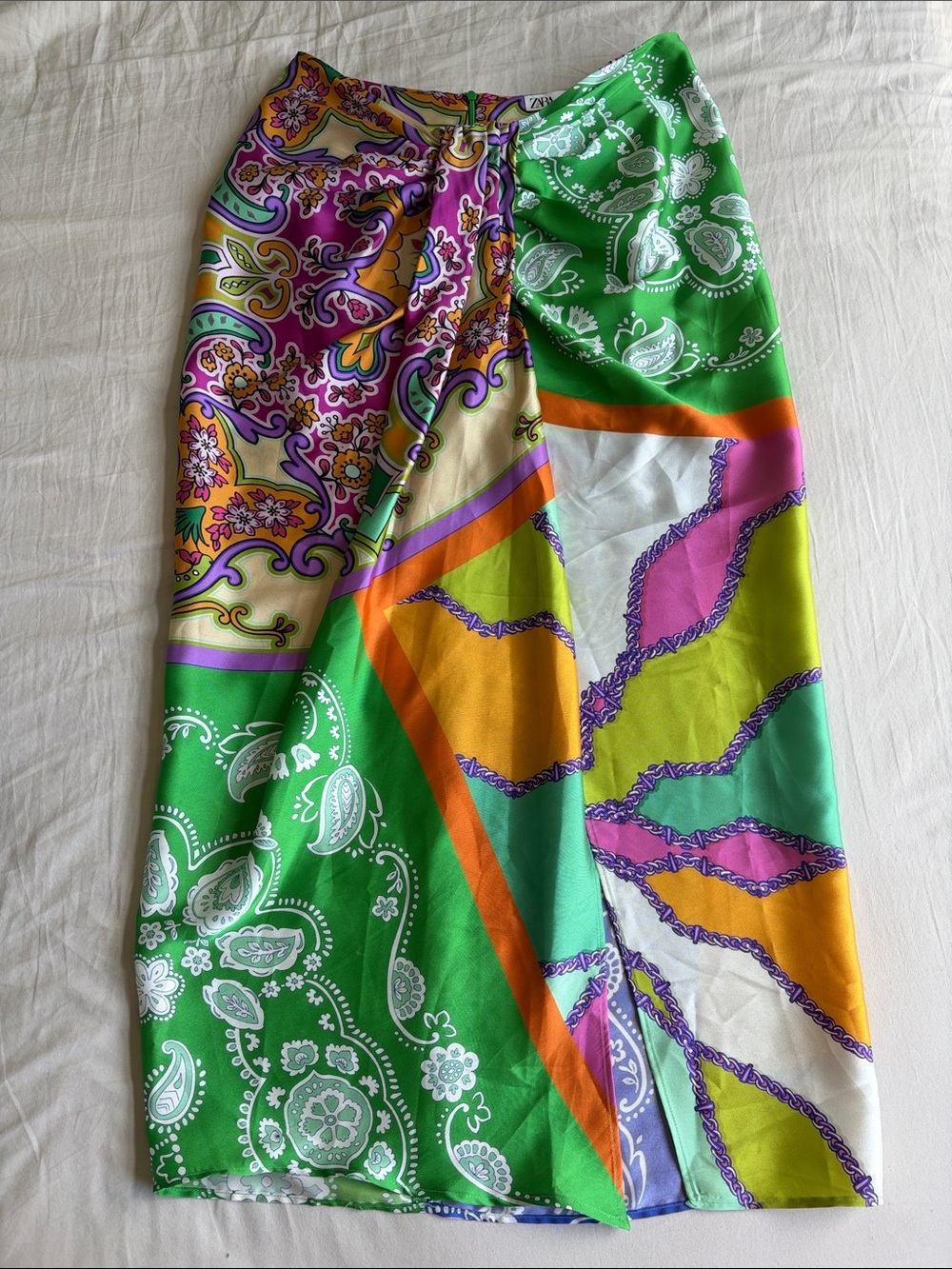 Zara Colourful Paisley Print Wrap Style Skirt - Full Length